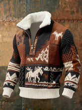 Herren Retro-Strick muster mit lässiger Pelz kragen pullover